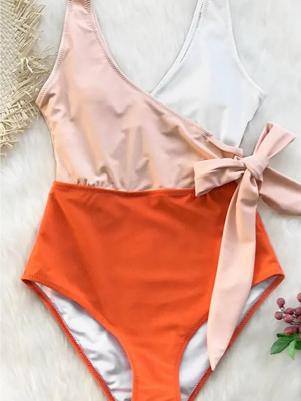 CUPSHE One Piece Swimsuit Wrap Color Block Tie Wrap NWT - Picture 3 of 13